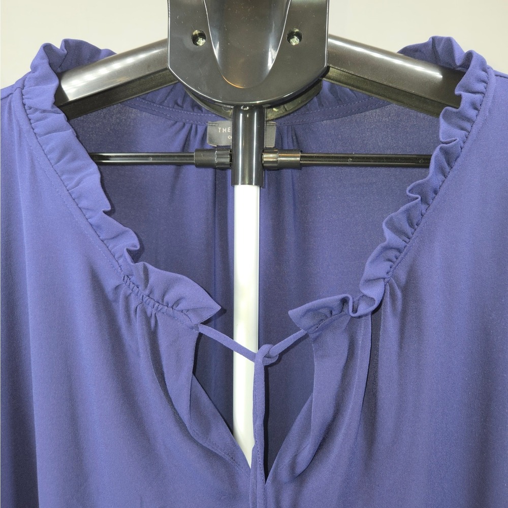 The Limited Collection Astral Aura Purple Cold Shoulder Ruffle Stretch Top 3X‎